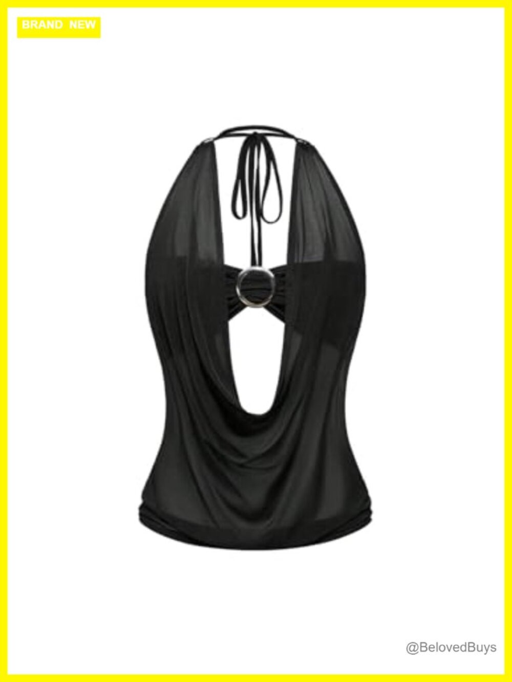 Sheer Mesh Halter Top Draped Y2K Sexy Club Party Top